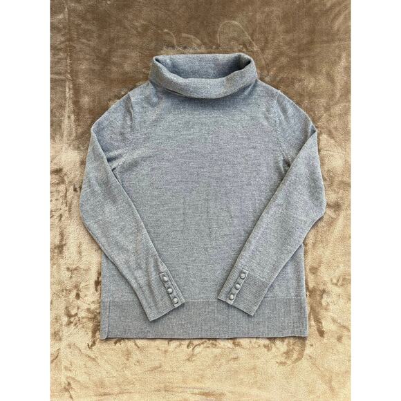 Talbots Merino Wool Metallic Gray Turtleneck Sweater Women’s Size Large - Picture 1 of 6